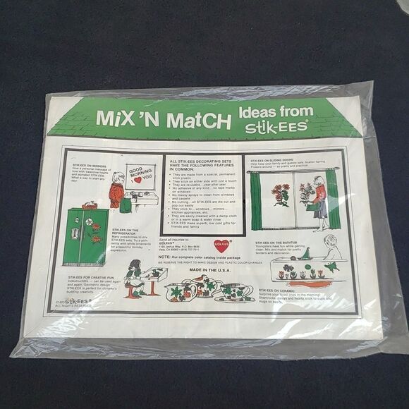 3 Sets Vintage Stik-ees Self Stick Vinyl Window Clings Still Sealed in Package - Picture 5 of 7